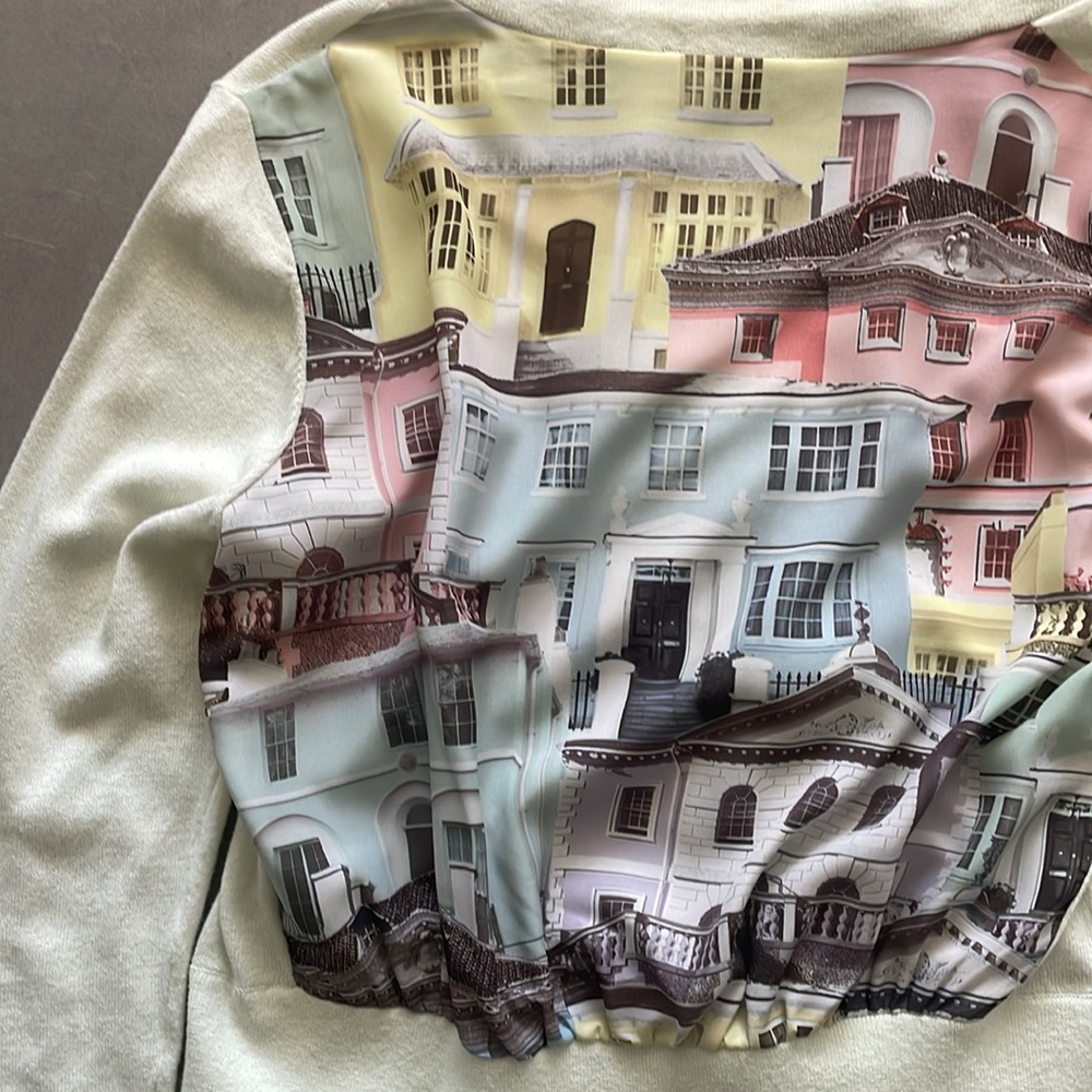 Ted Baker Cream Long-Sleeve Jacket with Pastel Architectural Back - Picture 4 of 15